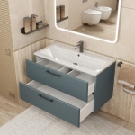Тумба с раковиной для ванной Uperwood Foster New 90 см, подвесная, серый графит