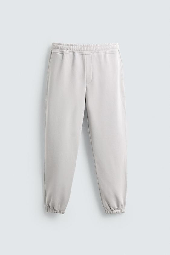 ZARA БАЗОВЫЕ БРЮКИ-ДЖОГГЕРЫ, ЖЕМЧУЖНО-СЕРЫЙ
