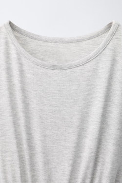 ZARA СТРУЯЩАЯСЯ ФУТБОЛКА С ПОЯСОМ, СЕРЫЙ МЕЛАНЖ