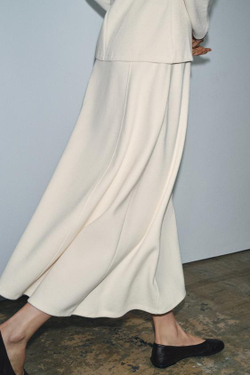 ZARA ДЛИННАЯ ЮБКА ИЗ МЯГКОЙ ТКАНИ, ЭКРЮ