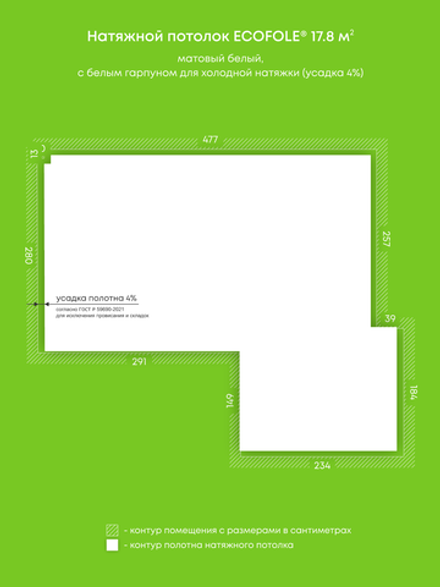 Натяжные потолки 17.8 м2, 9.3 м2
