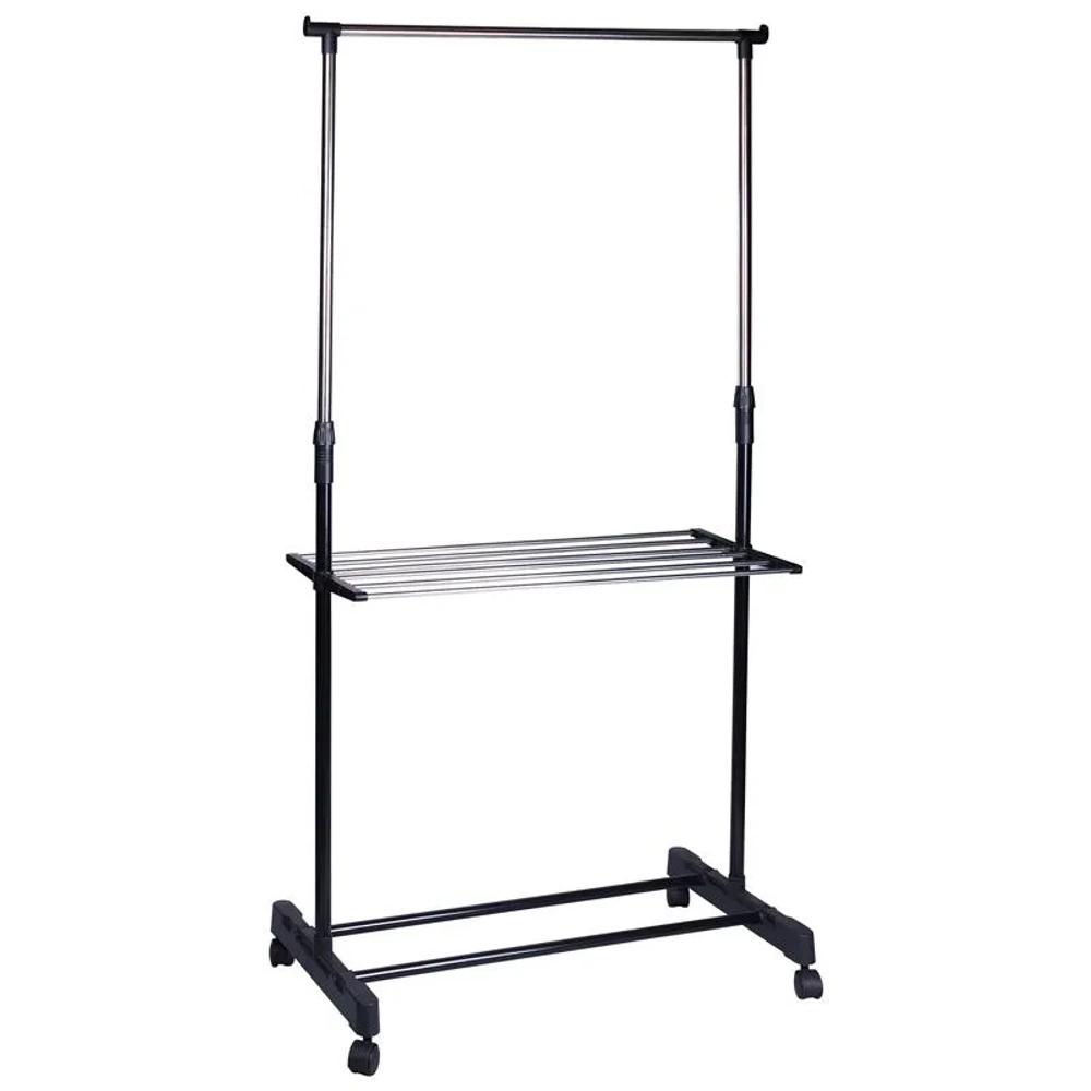 Вешалка напольная на колёсах (с полкой) CR460, размер: 80*42*95-168см