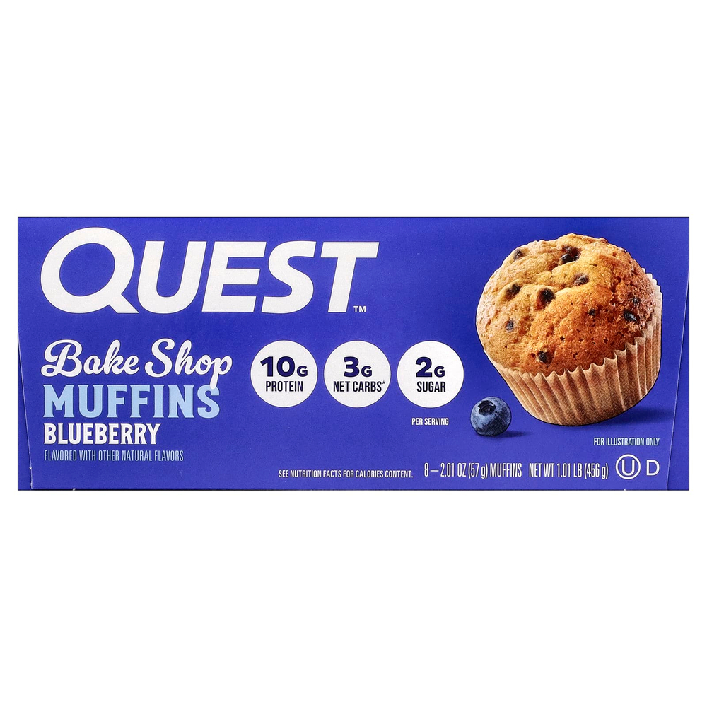 Quest Nutrition, Bake Shop, кексы с голубикой, 8 кексов, 57 г (2,01 унции)