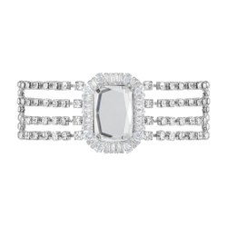 Колье-люкс, чокер, полосы цирконов, центральный прямоугольный камень