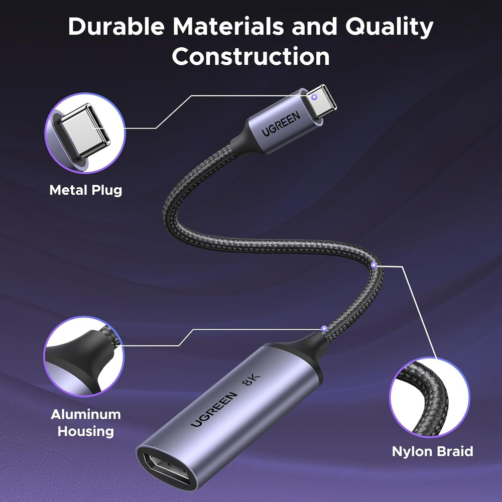 Конвертер USB 3.1 Type C на DisplayPort, 8K@60Hz, UGREEN 15575