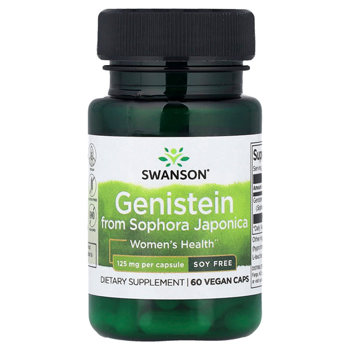 Swanson Vitamins, Генистеин из софоры японской, 125 мг, 60 веганских капсул