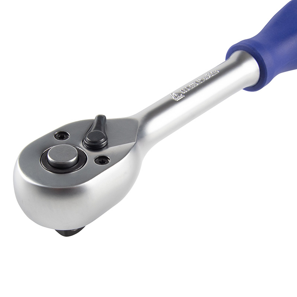 МАСТАК (010-31628H) Трещотка 3/8", 72 зубца, флажковая с кнопкой