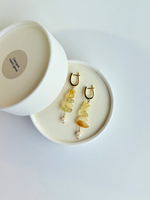 Серьги с цитрином и натуральной жемчужиной