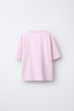 ZARA ФУТБОЛКА С ПРИНТОМ, РОЗОВЫЙ