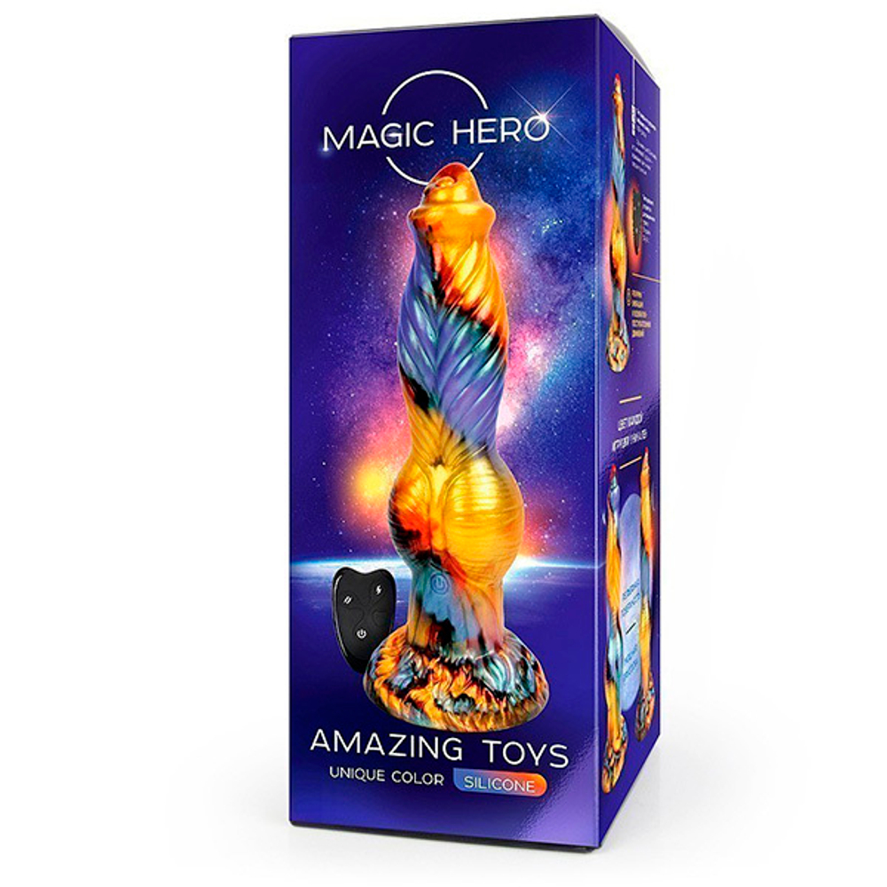 Разноцветный фантазийный вибромассажер 26см с пультом ДУ Bior Toys Magic Hero MH-13020
