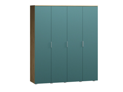 Распашной четырехсекционный шкаф Салерно 4 (МДФ) SF-013 Аквамарин Дуб Золотистый U1148 180*50*212 см, Зеленый   Фиеста