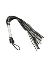 Плеть гладкая из черной и белой кожи с жесткой рукоятью (Цвет: черный с белым)