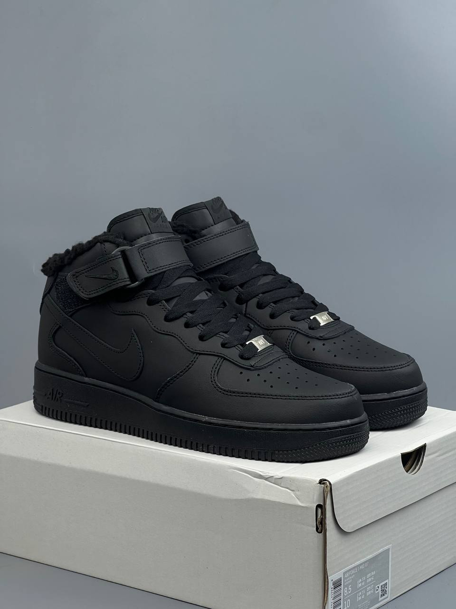 Кроссовки Nike AirForce 1 на меху #360 (черн.)