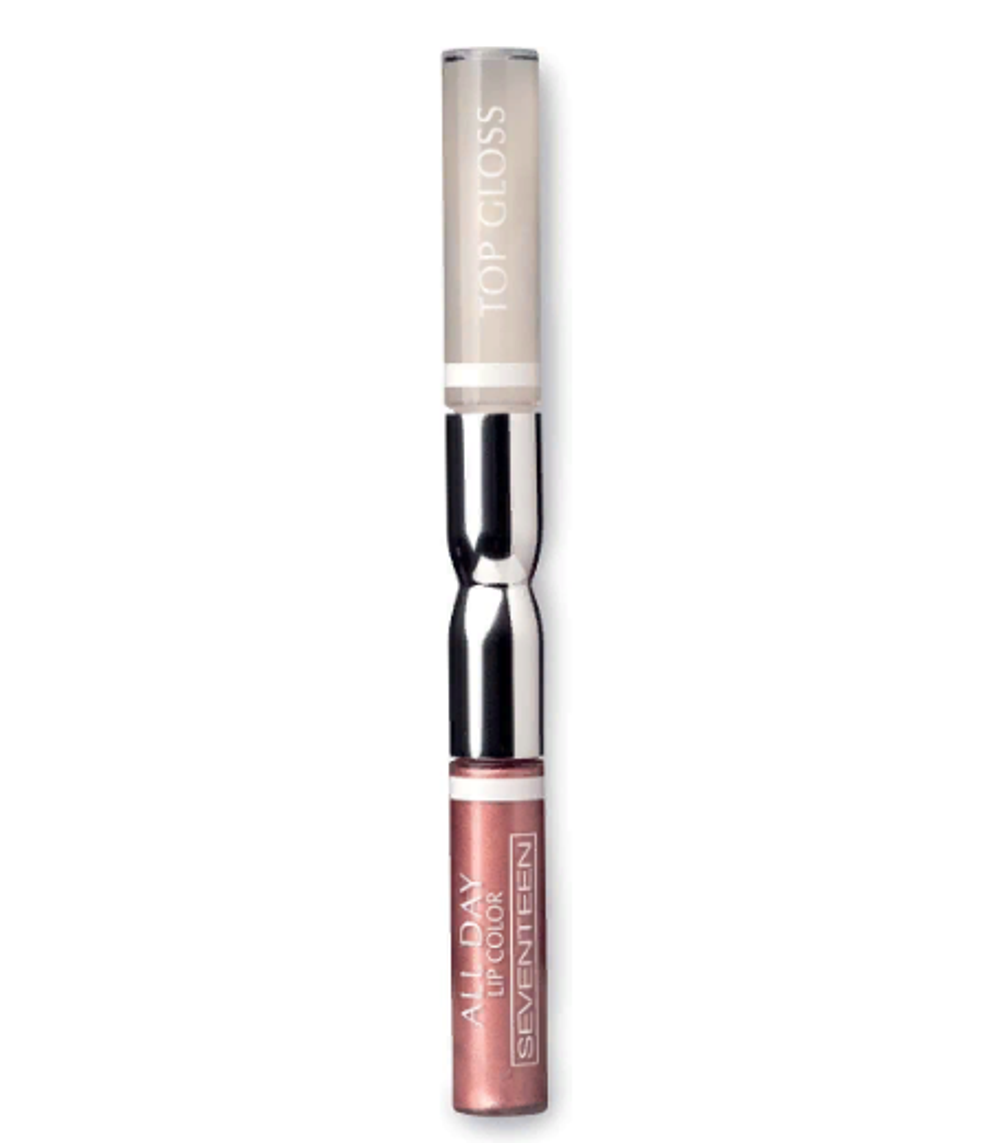 Seventeen Помада-блеск для губ All Day Lip Color & Top Gloss, жидкая, стойкая, c металлическим эффектом, тон №42, Загар, 12,3 мл