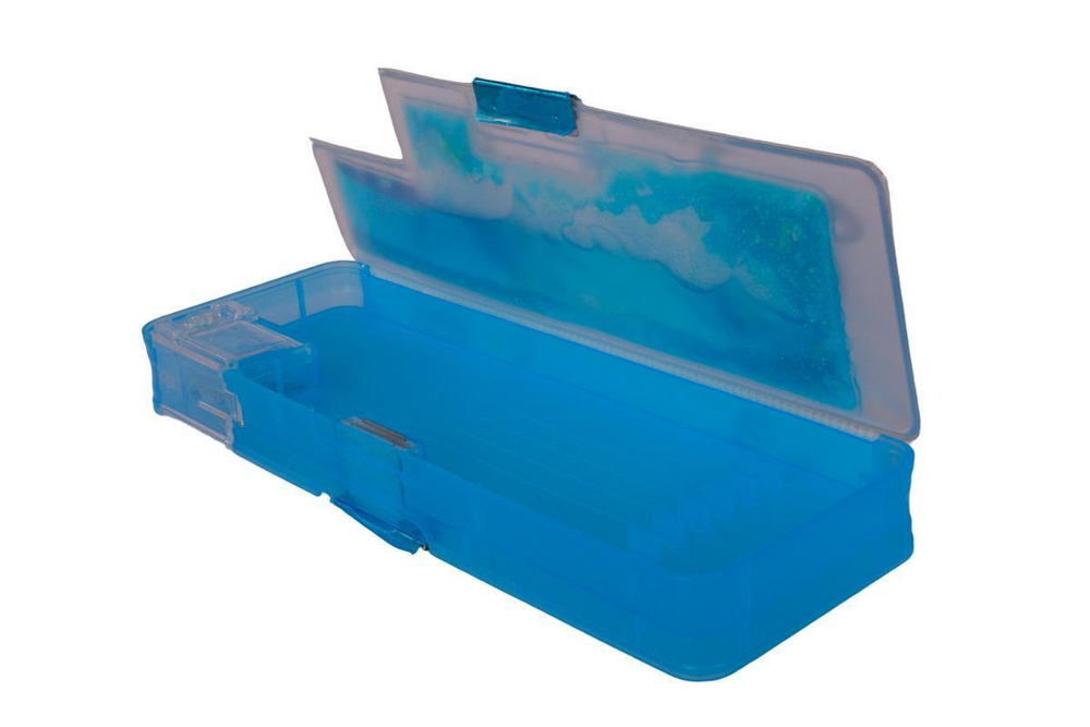 Пенал пластиковый 22,5*8*3см, с точилкой, вода, блестки, 6 видов микс