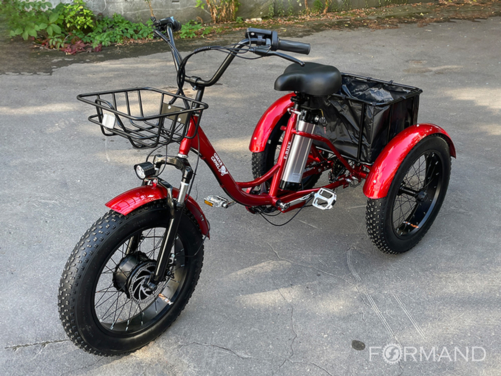 Электрический трицикл фэтбайк GreenCamel Трайк-F20 (500W 12Ah), Синий