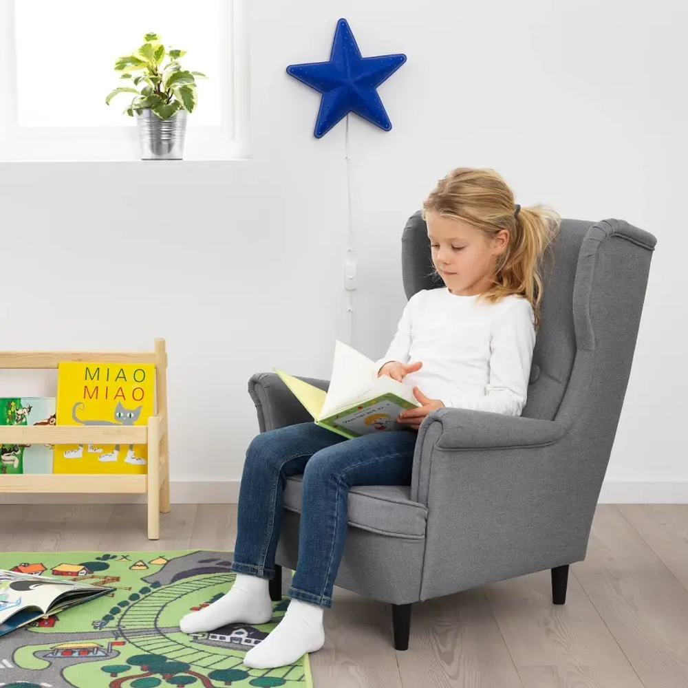 Детское кресло - IKEA STRANDMON, 56х62х71 см, серый  СТРАНДМОН ИКЕА