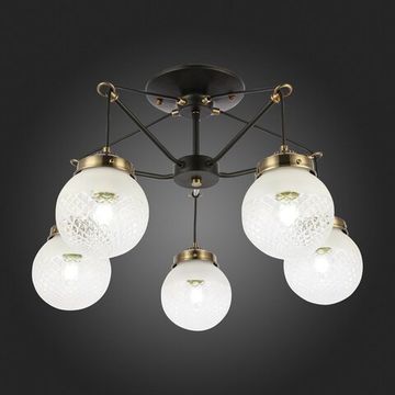 SLE110302-05 Светильник потолочный Черный, Бронза/Прозрачный, Белый E27 5*60W STRICCE