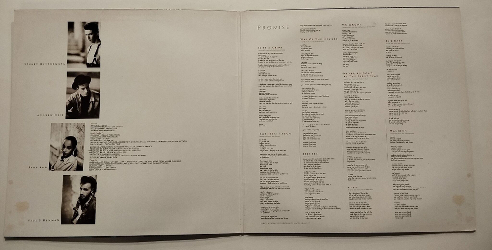 Винтажная виниловая пластинка LP Sade Promise (UK 1985)