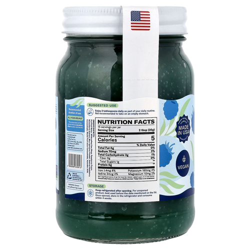 True Sea Moss, гель из морского мха, суперфуд, голубая спирулина и малина, 473 мл (16 жидк. унций)