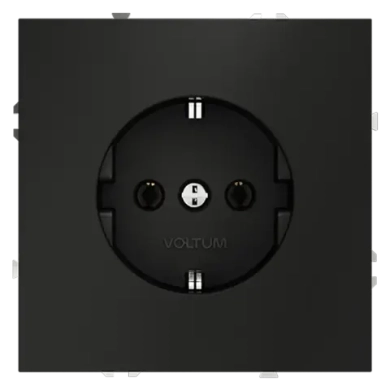 Розетка встраиваемая VOLTUM S70 с заземлением 16А, (черный матовый)