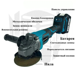 Kamolee Патентованная Бесщеточная УШМ (Болгарка) 125мм, 1800Вт с Регулировкой Оборотов и Без Акб - Мощность и Удобство!