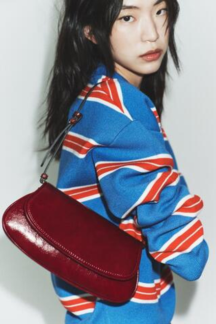 ZARA СУМКА ЧЕРЕЗ ПЛЕЧО С КЛАПАНОМ, КРАСНЫЙ