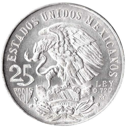 25 песо 1968 год XIX Олимпийские игры в Мехико, Мексика. XF-AU