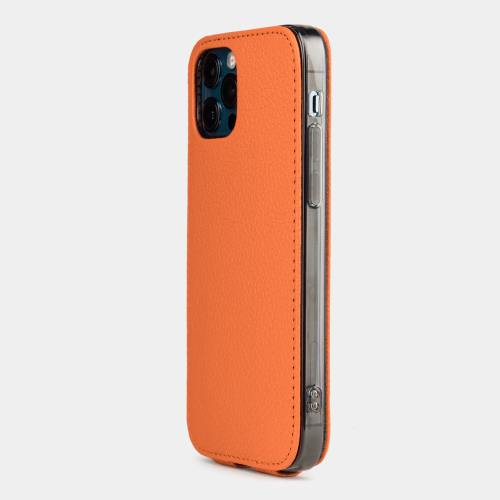 Чехол для iPhone 12 Pro Max из натуральной кожи теленка, оранжевого цвета