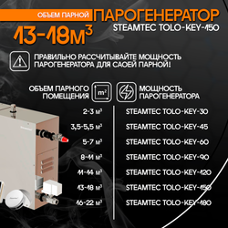 Steamtec TOLO KEY 150 - 15 кВт (ВЛАГОСТОЙКИЙ модуль управления), парогенератор для хамама и турецкой бани