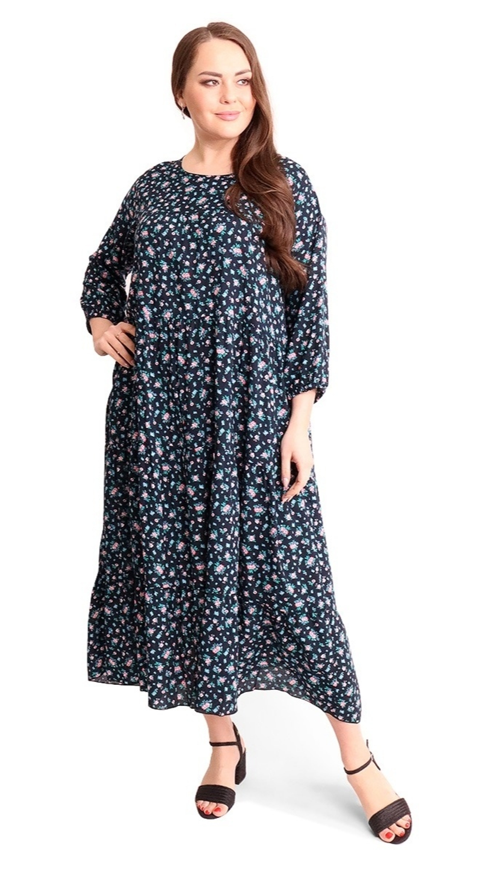 [m]Платье ярусами длинное 9024