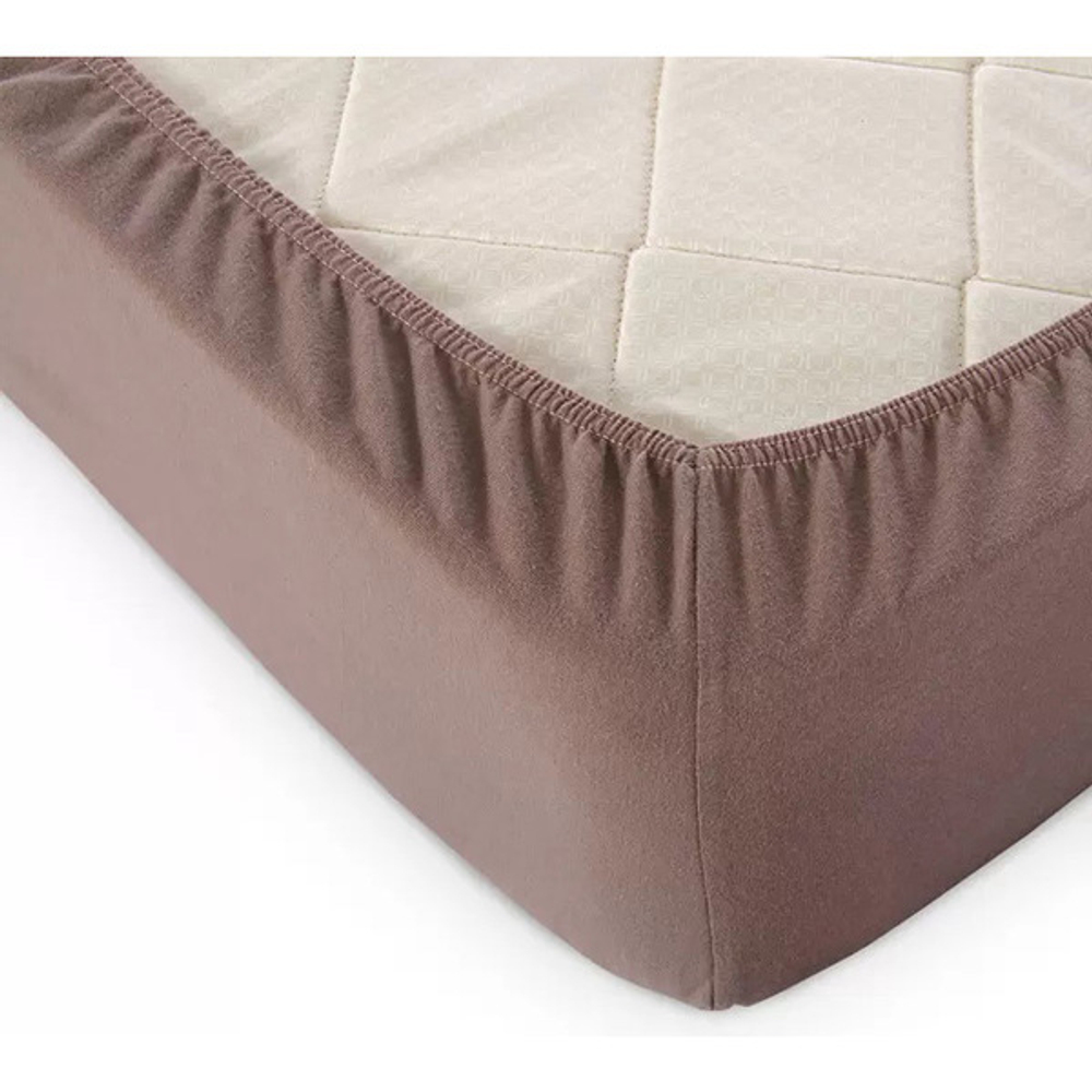 Простыня трик. на резинке 140*200*20 Мокко ТГ