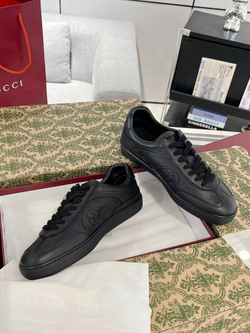 Мужские кроссовки Gucci G75 из кожи черного цвета