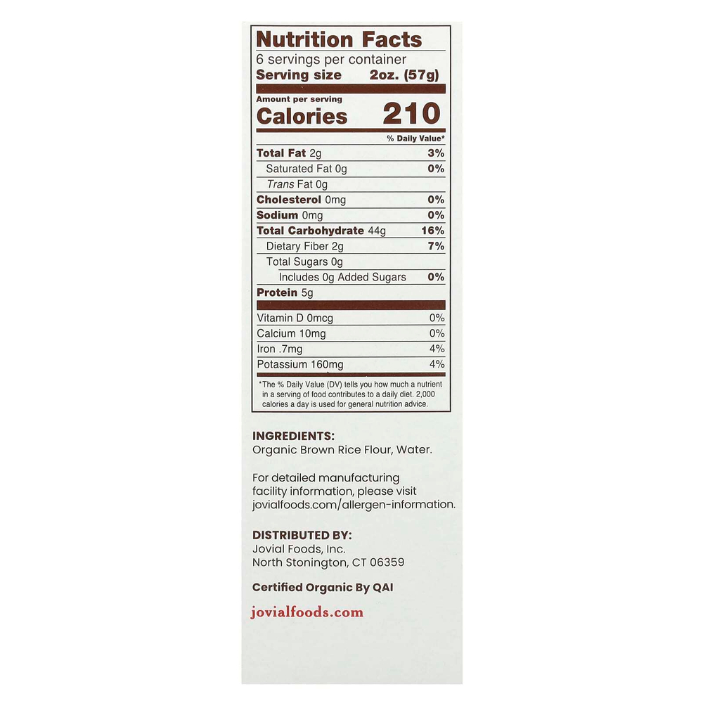 Jovial, Органическая паста из коричневого риса, пенне, 340 г (12 унций)