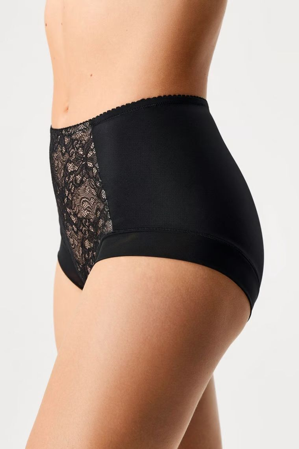 Трусы-слип с высокой линией талии Elegant (Размер: 40) (Цвет: черный с бежевым)