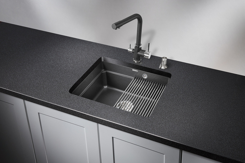Granula KS-5501U, ЧЁРНЫЙ, кухонная мойка, кварц