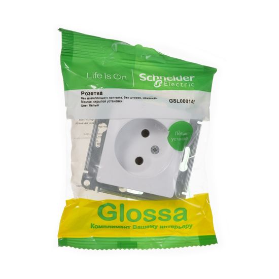Розетка 1-м СП Glossa 16А IP20 без заземл. механизм бел. SE GSL000141