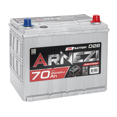 Аккумулятор ARNEZI JIS SMF 70 А/ч обратный R+ 260x170x225 D26 EN 650 А