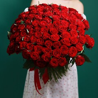 Flower bouquet of 101 Russian red roses