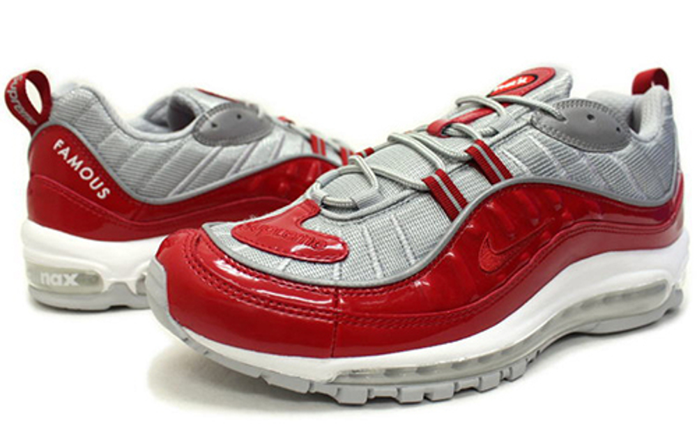 Supreme x Nike Air Max 98 Varsity Red non-slip lightweight low-top running shoes men's white red