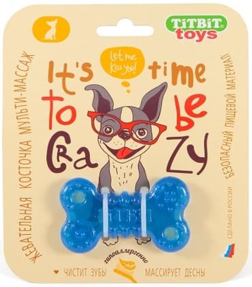 Игрушка жевательная Косточка 7 см (голубой) TitBit