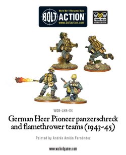 German Heer Pioneer panzerschreck and flamethrower team...