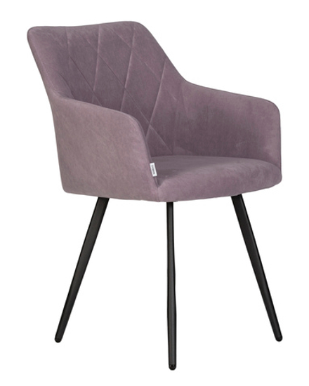Стул обеденный DOBRIN ROBY, ЭМАЛЬ ЧЕРНЫЙ МУАР велюр Catania Lavender
