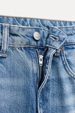 ZARA ДЖИНСЫ TRF WIDE LEG FULL LENGTH СО СРЕДНЕЙ ПОСАДКОЙ, ГОЛУБОЙ