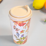 Стакан 550мл с крышкой с декором (бежевый)