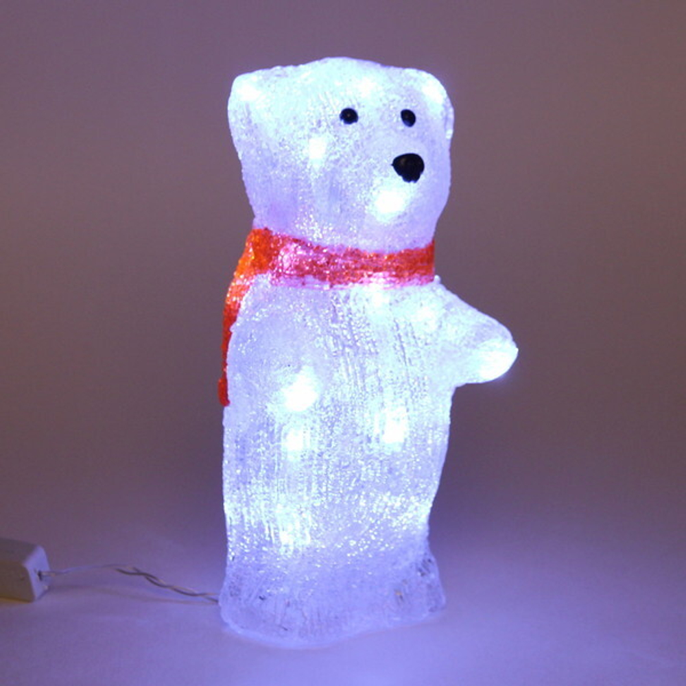 Фигура светодиодная «Мишка в шарфике» 12х12х24 см