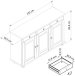 Шкаф витрина 132х39х192, Лена, стеклянная, трехдверный, массив сосны, буфет для кухни, для посуды, эвкалипт, Dipriz