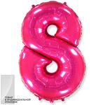 Шар (40"/102 см) Цифра, 8, Фуше, 1 шт. в упак.