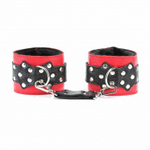 Красно-черные наручники c меховой подкладкой (Цвет: красный с черным)