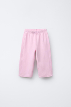 ZARA БРЮКИ WIDE LEG ИЗ ТКАНИ ИНТЕРЛОК, ПАСТЕЛЬНО-РОЗОВЫЙ